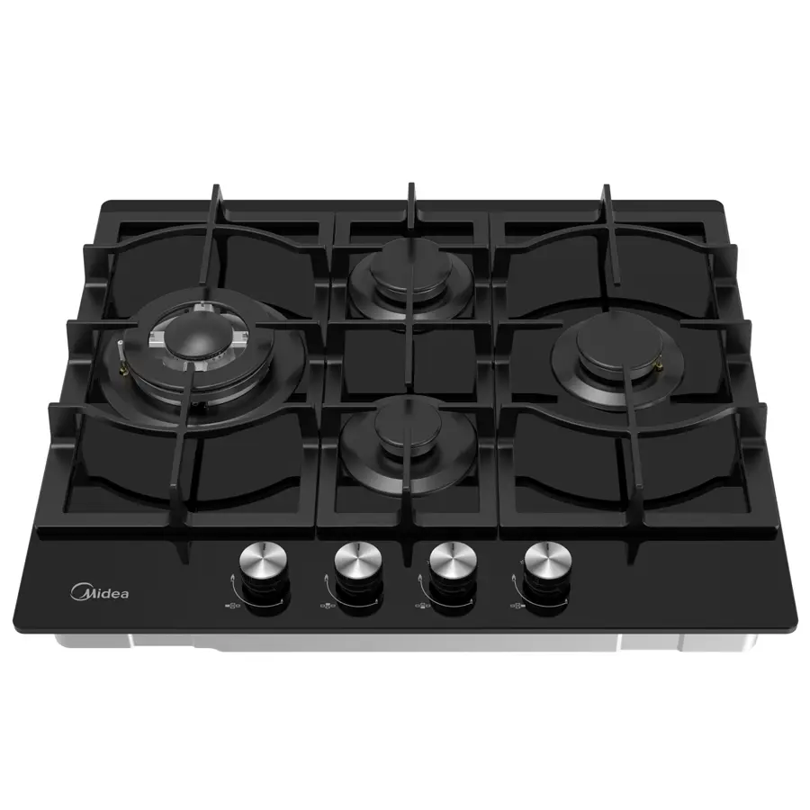 Midea MG60GM097AH2B-EU 4 Gözlü Siyah Cam Ankastre Gazlı Ocak