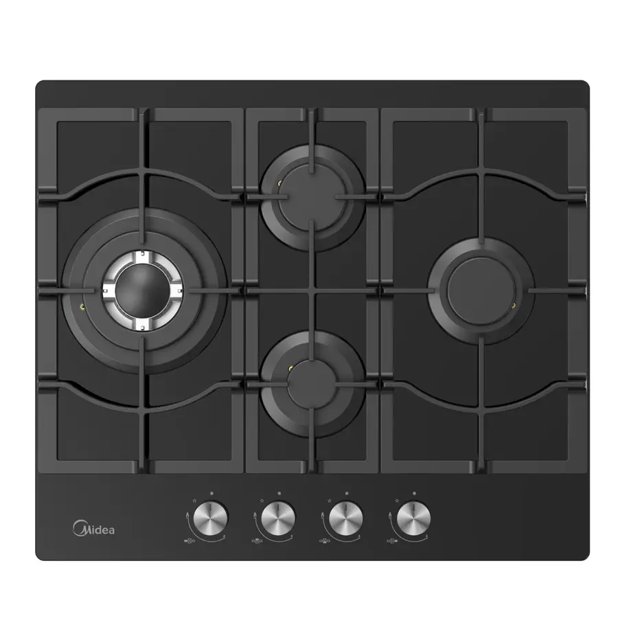 Midea MG60GM097AH2B-EU 4 Gözlü Siyah Cam Ankastre Gazlı Ocak