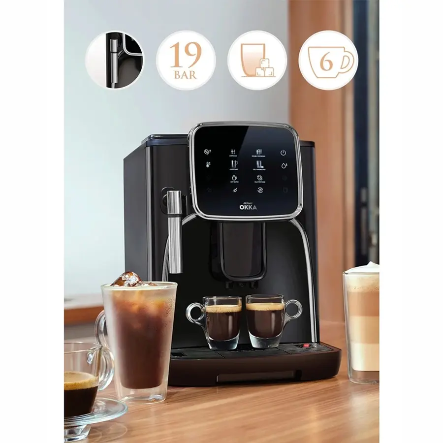 Arzum OK0030 OKKA Espresso Pro Tam Otomatik Espresso Makinesi Siyah Krom