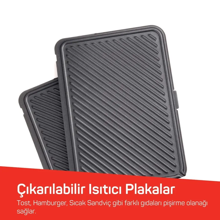 Arzum AR2007 Sultane 1800 W Izgara ve Tost Makinesi Kırmızı
