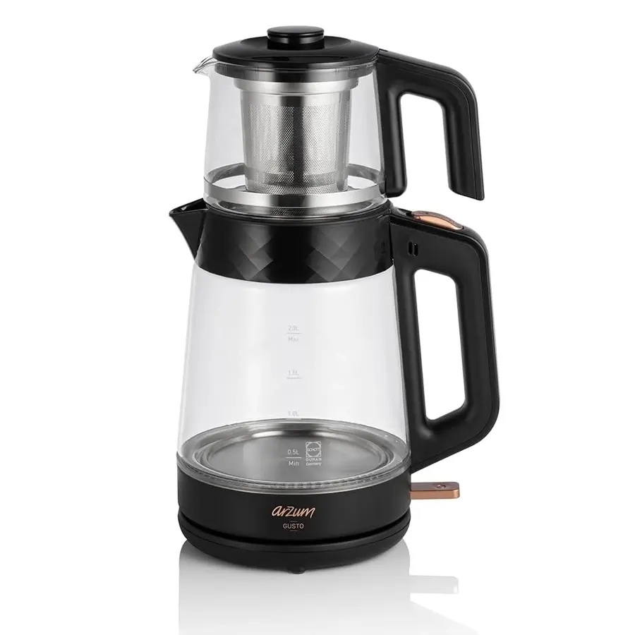 Arzum AR3101 Gusto Cam Çay Makinesi Siyah