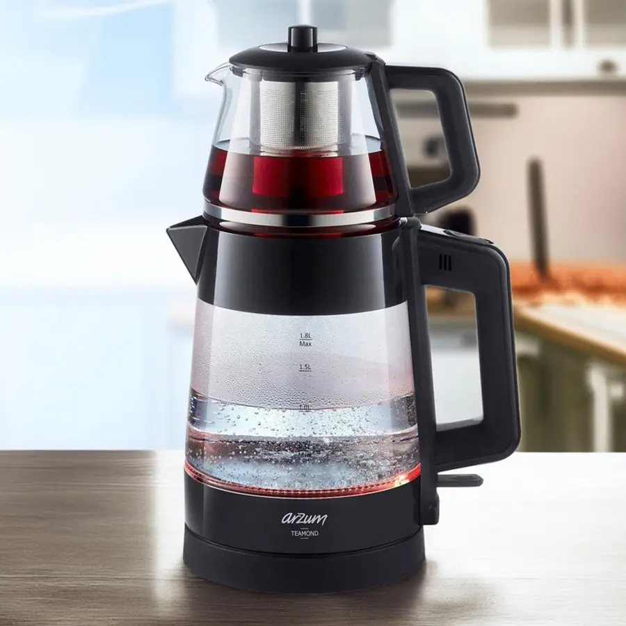 Arzum AR3136 Teamond Cam Çay Makinesi Siyah