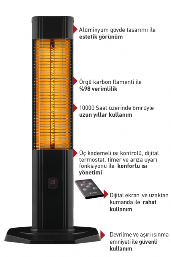 VN2000RT - Ayaklı Elektrikli Karbon Isıtıcı