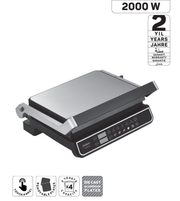AR2088 Arzum Panini Digi Dijital Izgara ve Tost Makinesi - Inox