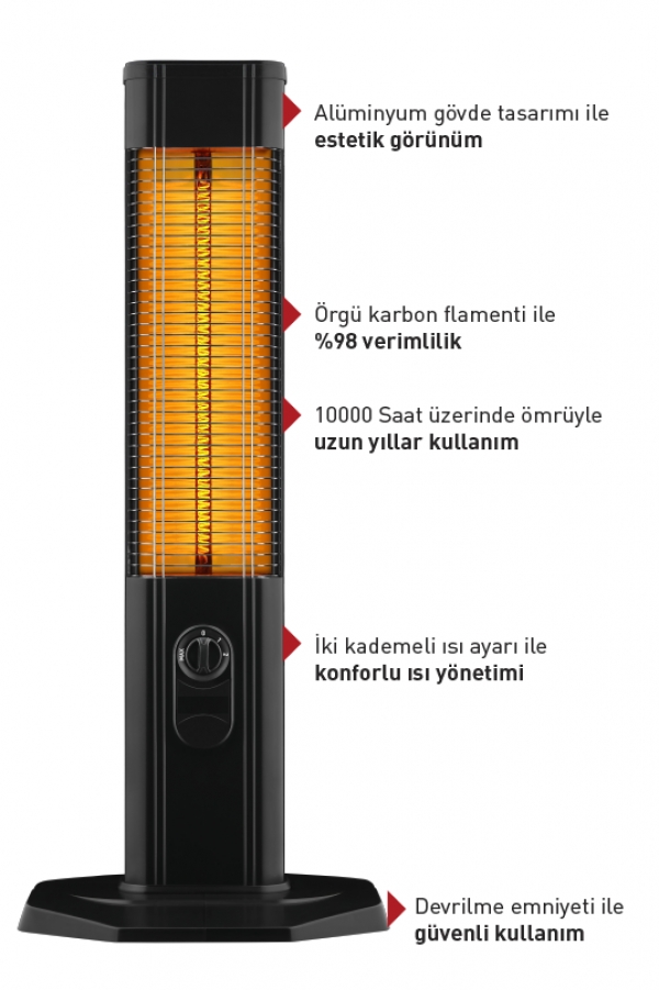VN2000 - Karbon İnfrared  Isıtıcı 2000W Soba